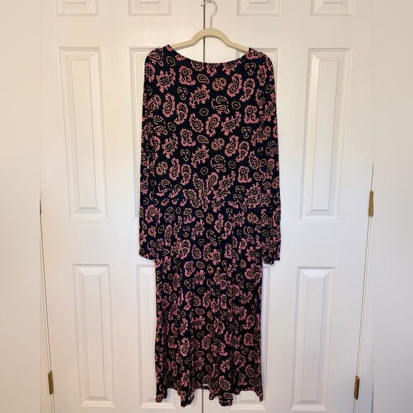 BODEN Evelyn Jersey Midi Dress Azalea Paisley Pink Black 12 - Picture 2 of 8
